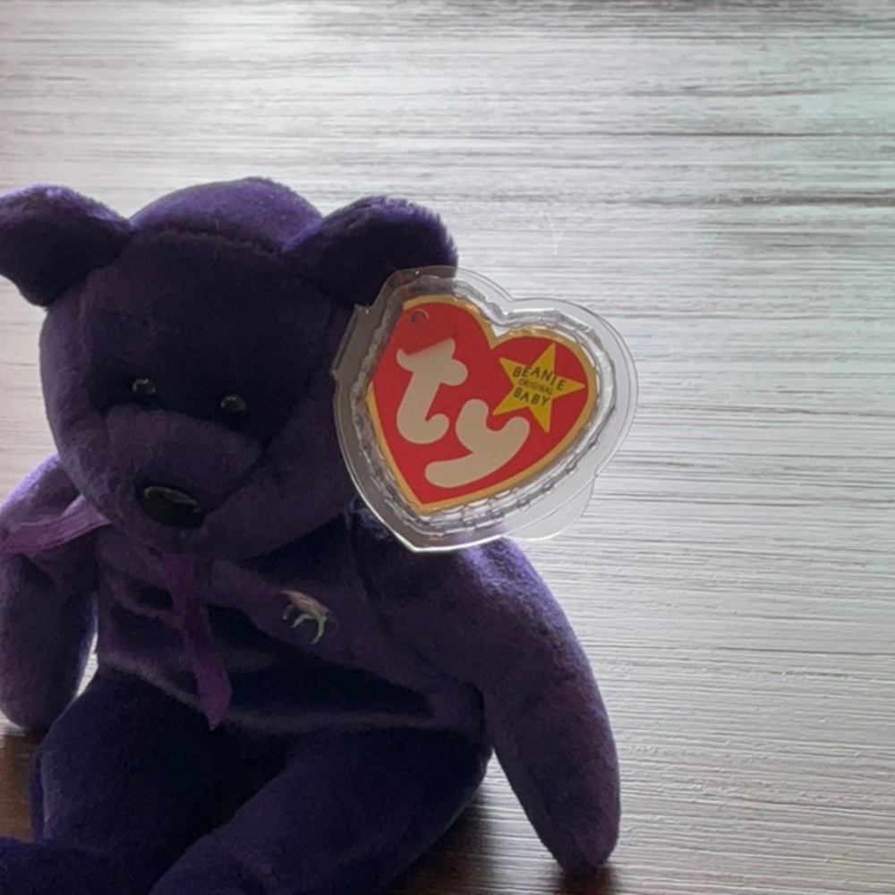 Rare TY Beanie Baby Princess Diana 1997 Purple Bear Mint PE Pellets
